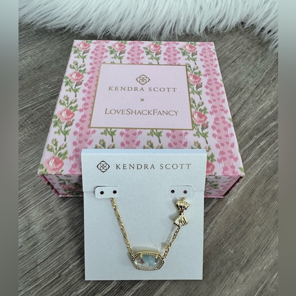 🦋🩵KENDRA SCOTT x LOVESHACKFANCY Elisa Necklace Pastel Blue Rosa Beaux Illusion - Picture 4 of 12